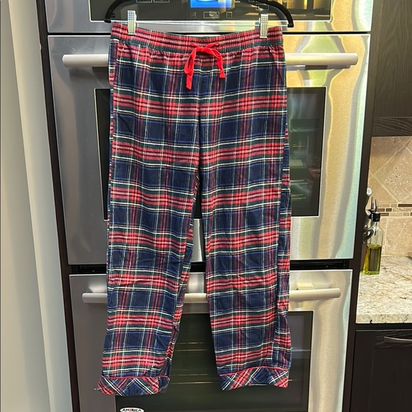 Red Plaid Lounge Pants with Drawstring - Picture 1 of 4